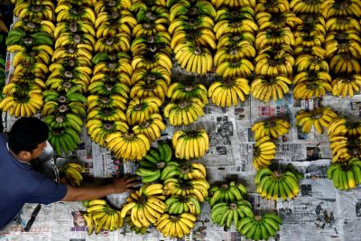 A vendor arranges bananas at a wet market in Klang, outside Kuala Lumpur, Malaysia, 27 October 2017 (Photo: Reuters/Lai Seng Sin).