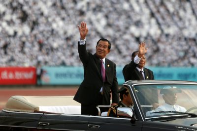 Cambodia's Prime Minister Hun Sen arrives at an event to mark the 40th anniversary of the toppling of Pol Pot's Khmer Rouge regime at the Olympic stadium in Phnom Penh, Cambodia, 7 January 2019 (Photo: Reuters/Samrang Pring).