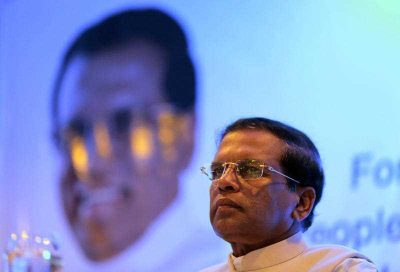 Sri Lankan main opposition presidential candidate Maithripala Sirisena attends a meeting with diplomatic corps in Colombo, Sri Lanka, 1 January 2015. (Photo: AAP).