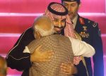 Saudi Arabia's Crown Prince Mohammed bin Salman hugs India's Prime Minister Narendra Modi upon his arrival at an airport in New Delhi, India, 19 February 2019 (Photo: Reuters/Adnan Abidi).