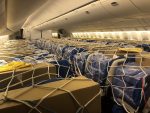 A passenger plane filled with vital PPE from Singapore bound for London for the NHS, 22 April 2020 (Photo: Reuters/ Charles Price).