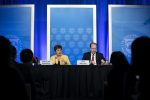 IMF Managing Director Kristalina Georgieva and World Bank President David Malpass attend a press conference in Washington DC, the United States, 4 March 2020 (Photo: Liu Jie/Latin America News Agency via Reuters).