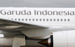 The logo of Garuda Indonesia is pictured on an Airbus A330 aircraft parked at the aircraft builder's headquarters of Airbus in Colomiers near Toulouse, France, November 15, 2019 (Reuters/Regis Duvignau).
