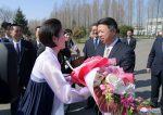 Song Tao, head of China's Communist Party International Liaison Department (ILD), is greeted as he tours a school in this undated photo released by North Korea's Korean Central News Agency (KCNA) in Pyongyang, 18 April 2018 (Photo: KCNA/via Reuters).