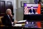 US President Joe Biden speaks virtually with Chinese leader Xi Jinping from the White House in Washington, United States, 15 November, 2021 (Photo: Reuters/Jonathan Ernst).
