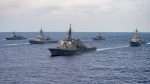 Warships of the Royal Australian Navy, Royal Canadian Navy, German Navy, Japan Maritime Self-Defense Force (JMSDF) and US Navy sail in formation to kick off JMSDF-led AnnualEx (AE) military exercise, Philippine Sea, Japan, 21 November 2021 (Photo: US Navy/Eyepress).
