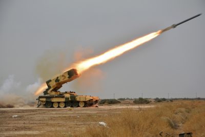 A Russian-made multiple rocket launcher known as the TOS-1A fires during training at a military camp in Baghdad, October 14, 2014 (Photo: Reuters/Stringer).