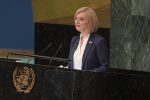 Elizabeth Truss, Prime Minister of the United Kingdom, addresses the 77th session of the General Assembly at the United Nations headquarters, 21 September, 2022 (Photo: Anthony Behar/Sipa USA).