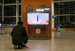 TV screen at train station shows news report on North Korea that fired a Hwasong-17, Seoul, South Korea, 16 March 2023 (Photo: REUTERS/Lee Jae-Won/AFLO)