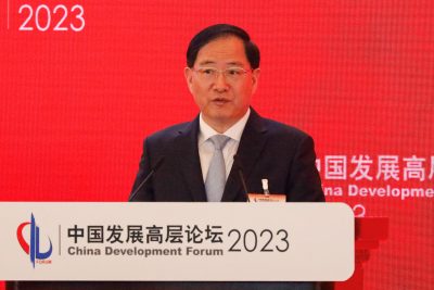 China's Industry and Information Technology Minister Jin Zhuanglong speaks at the China Development Forum 2023, in Beijing, China, 27 March 2023 (Photo: REUTERS/Jing Xu).