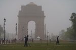 A view of India Gate during a dust storm, in New Delhi on 16 May 2023. (Photo: Reuters)