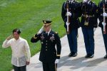 Philippine President Ferdinand Marcos Jr and Major General Allan M Pepin arrive for a wreath laying ceremony at the Tomb of the Unknown Solider, Virginia, United States, 4 May 2023 (Photo: Reuters/Nathan Howard).