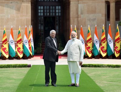Le Premier ministre Narendra Modi reçoit le président du Sri Lanka Ranil Wickremesinghe à New Delhi, en Inde, le 21 juillet 2023 (Photo : Reuters/ANI).