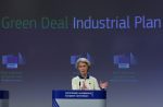 European Commission President Ursula von der Leyen presents a 